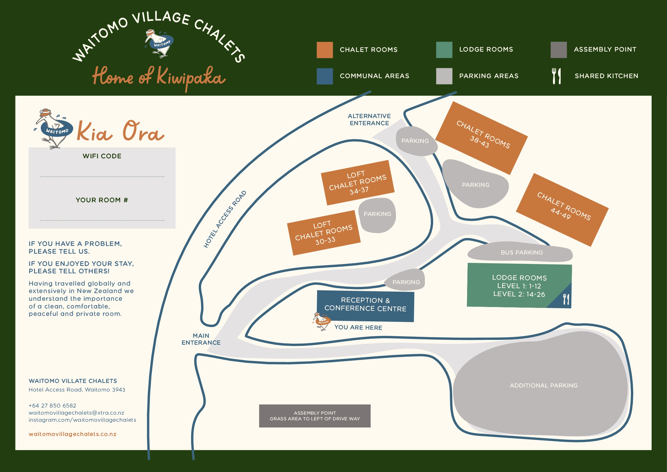 Waitomo Village Chalets Map